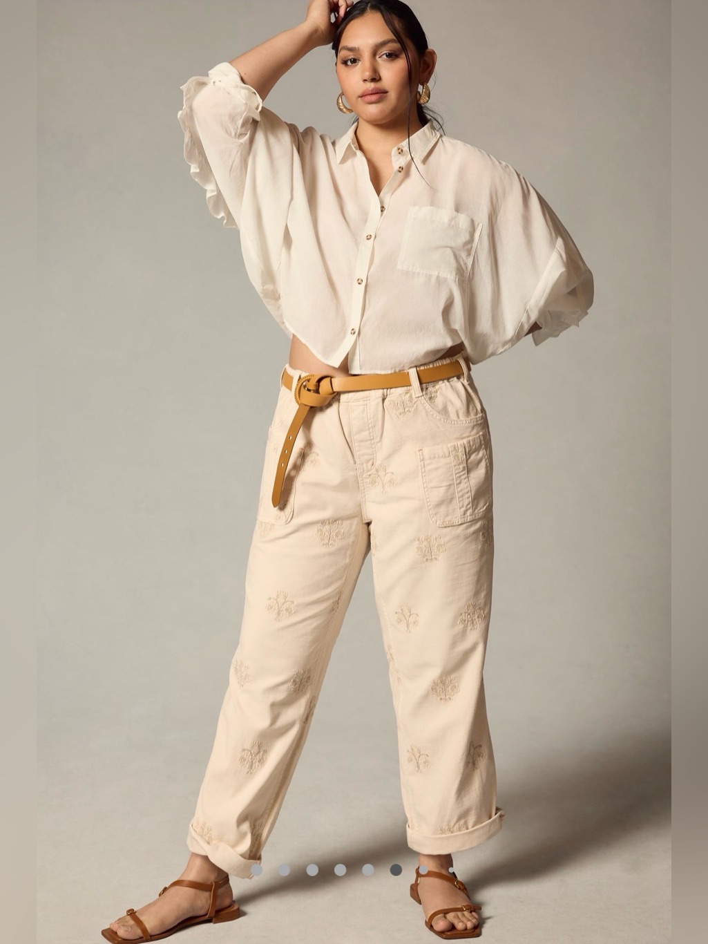 Pilcro Anthropologie Roamer Embroidered Pull On Twill Pants